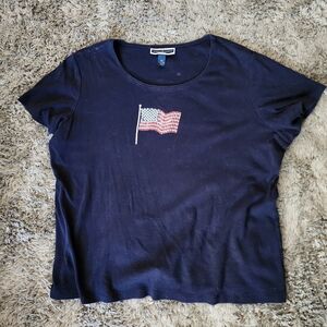 Karen Scott Deep Blue Cotton Top